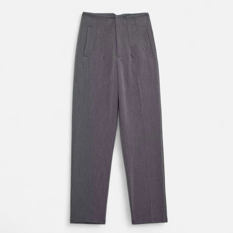 Calças Lápis Femininas de Cintura Alta - Estilo Elegante e Sofisticado Cinza