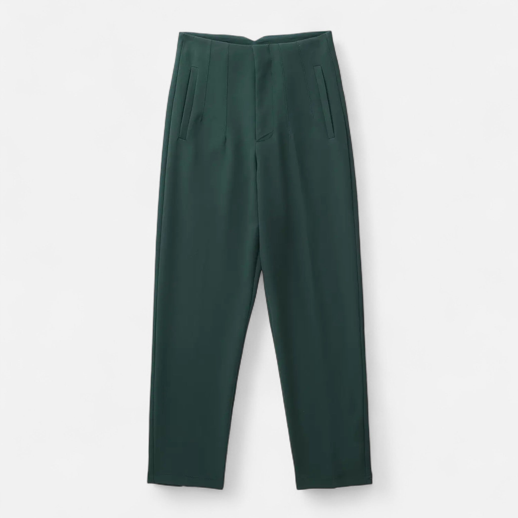 Calças Lápis Femininas de Cintura Alta - Estilo Elegante e Sofisticado Verde Escuro