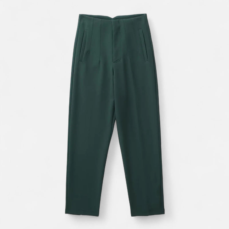 Calças Lápis Femininas de Cintura Alta - Estilo Elegante e Sofisticado Verde Escuro