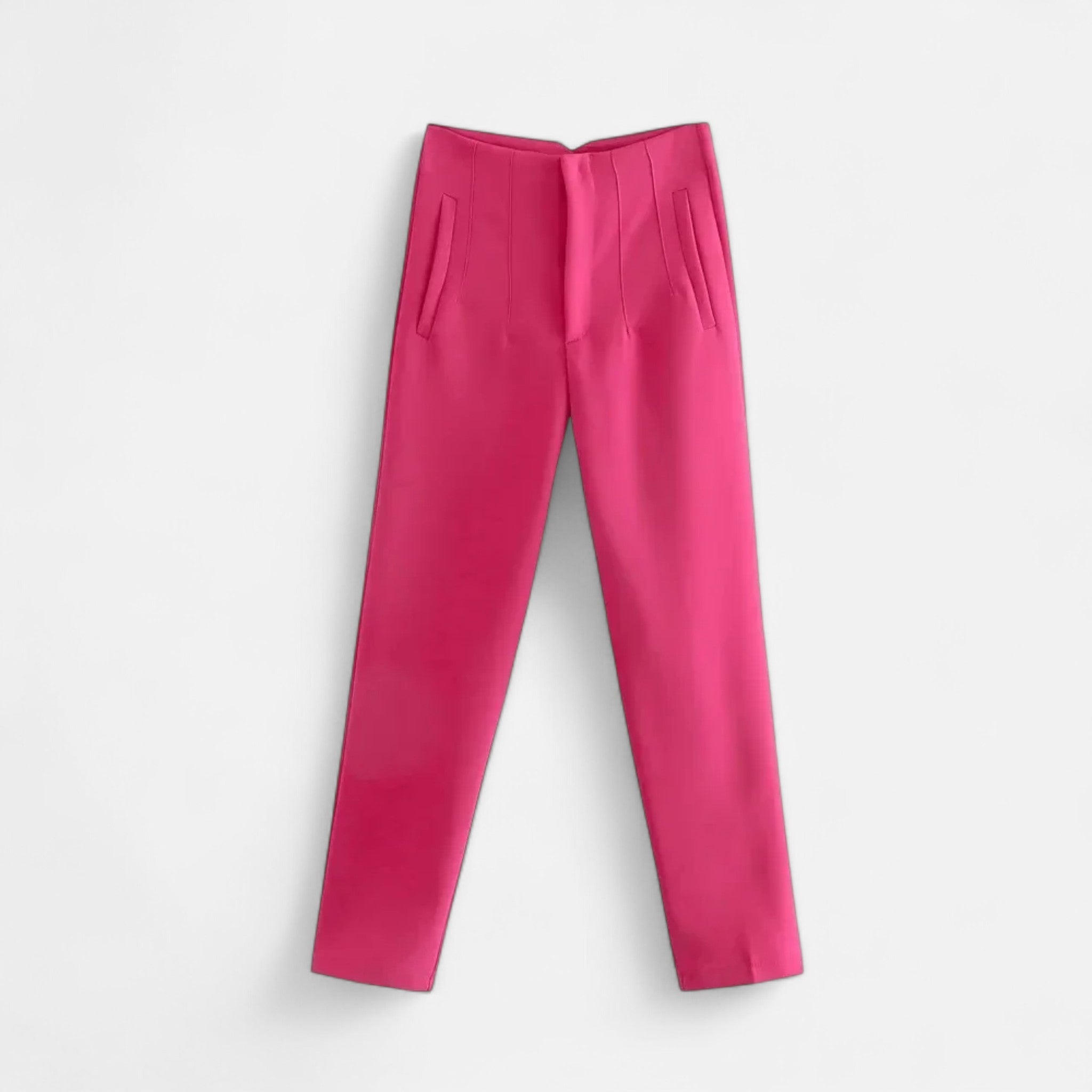 Calças Lápis Femininas de Cintura Alta - Estilo Elegante e Sofisticado Vermelho Rosa