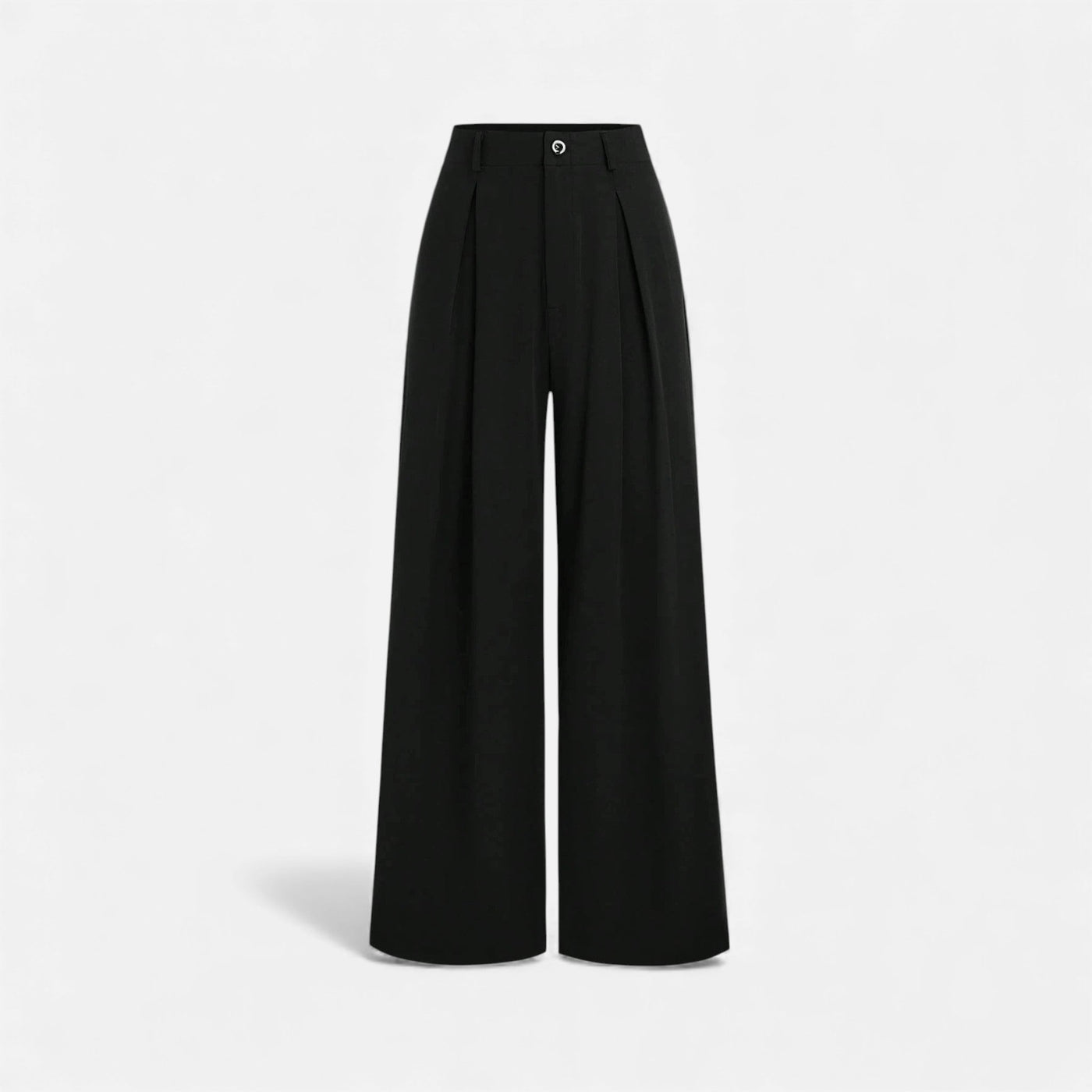 Calças Largas Plissadas em Jacquard para Mulheres Preto