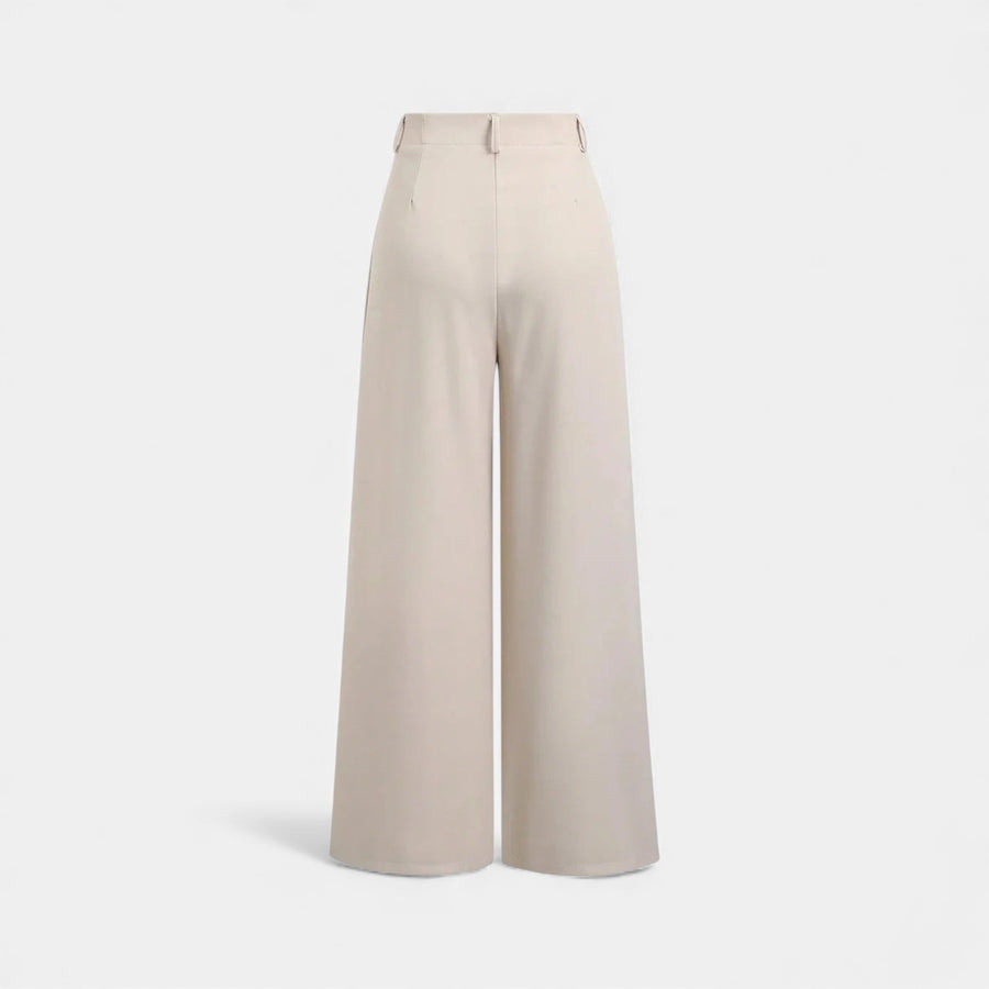 Calças Largas Plissadas em Jacquard para Mulheres