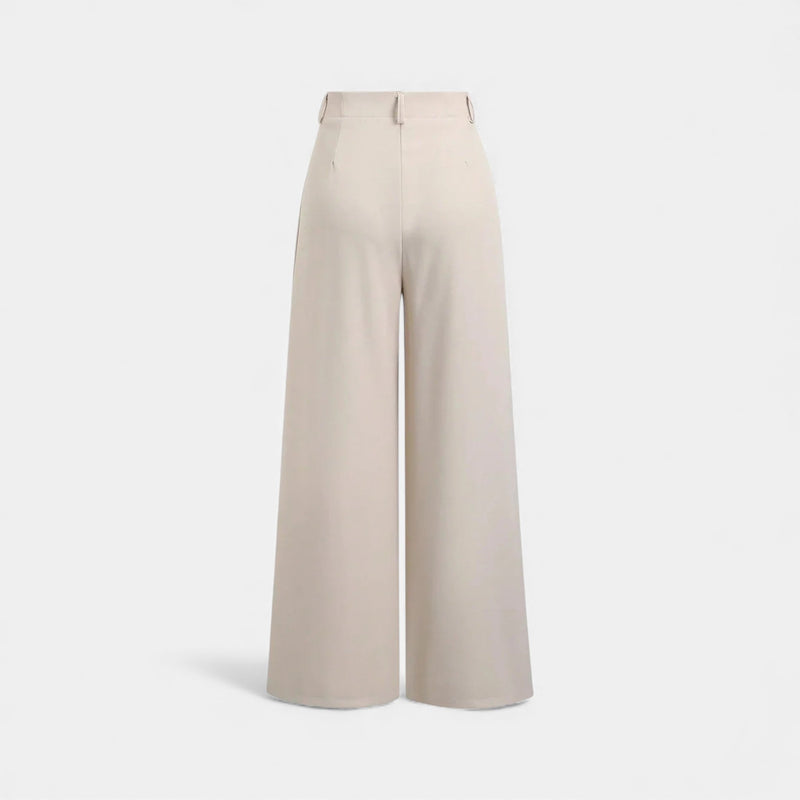 Calças Largas Plissadas em Jacquard para Mulheres