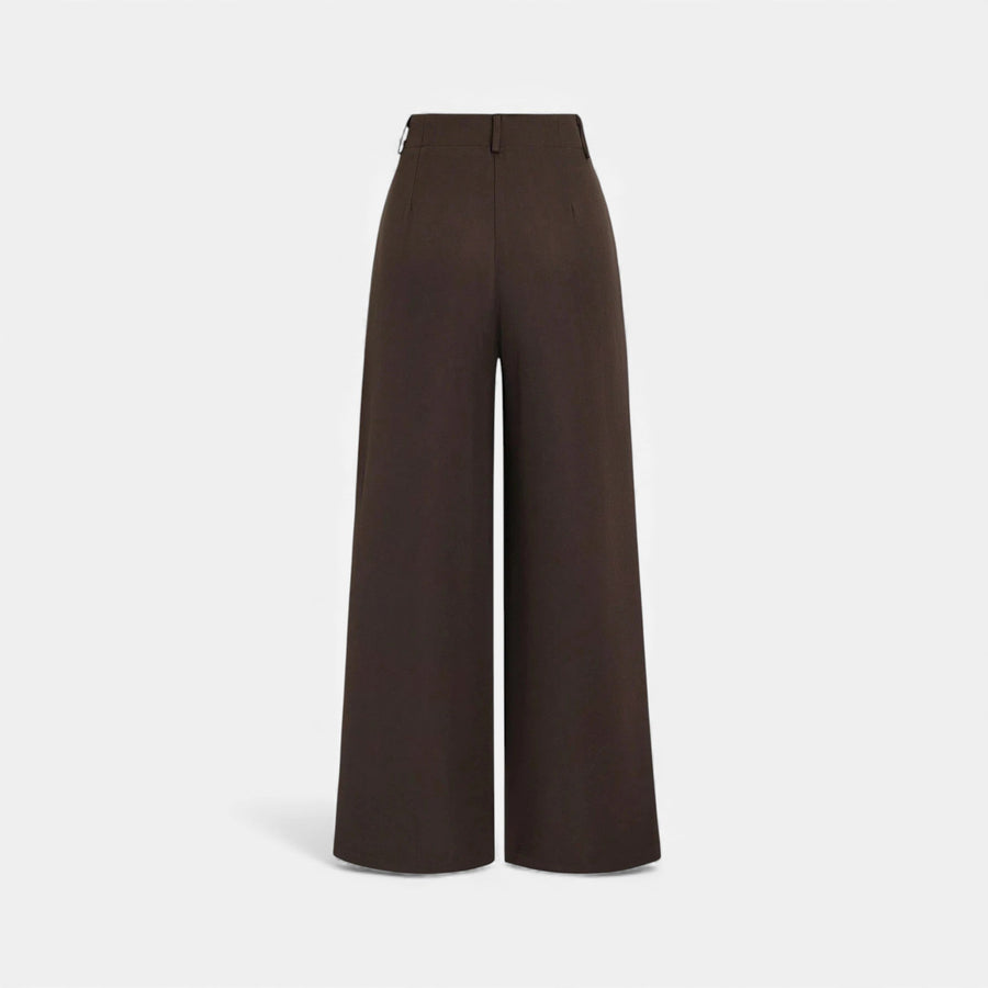 Calças Largas Plissadas em Jacquard para Mulheres