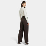 Calças Largas Plissadas em Jacquard para Mulheres