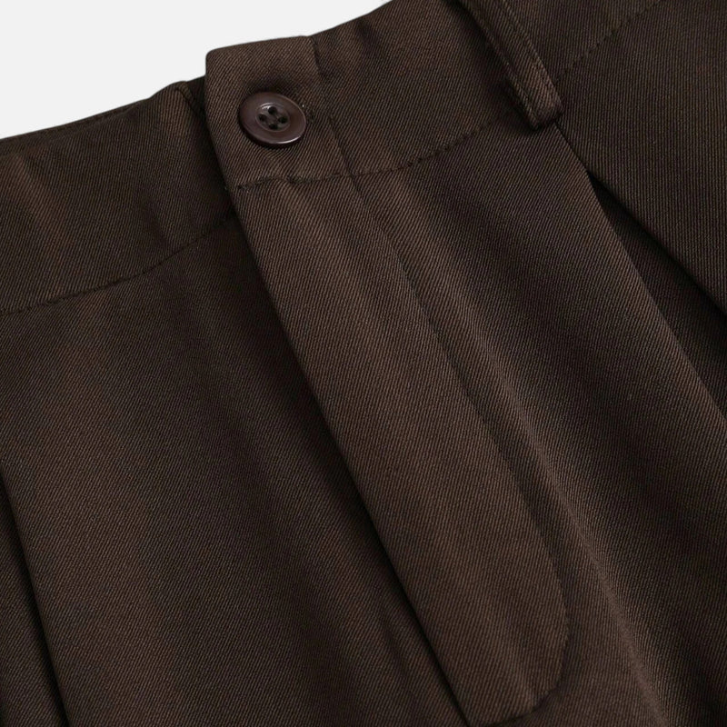 Calças Largas Plissadas em Jacquard para Mulheres