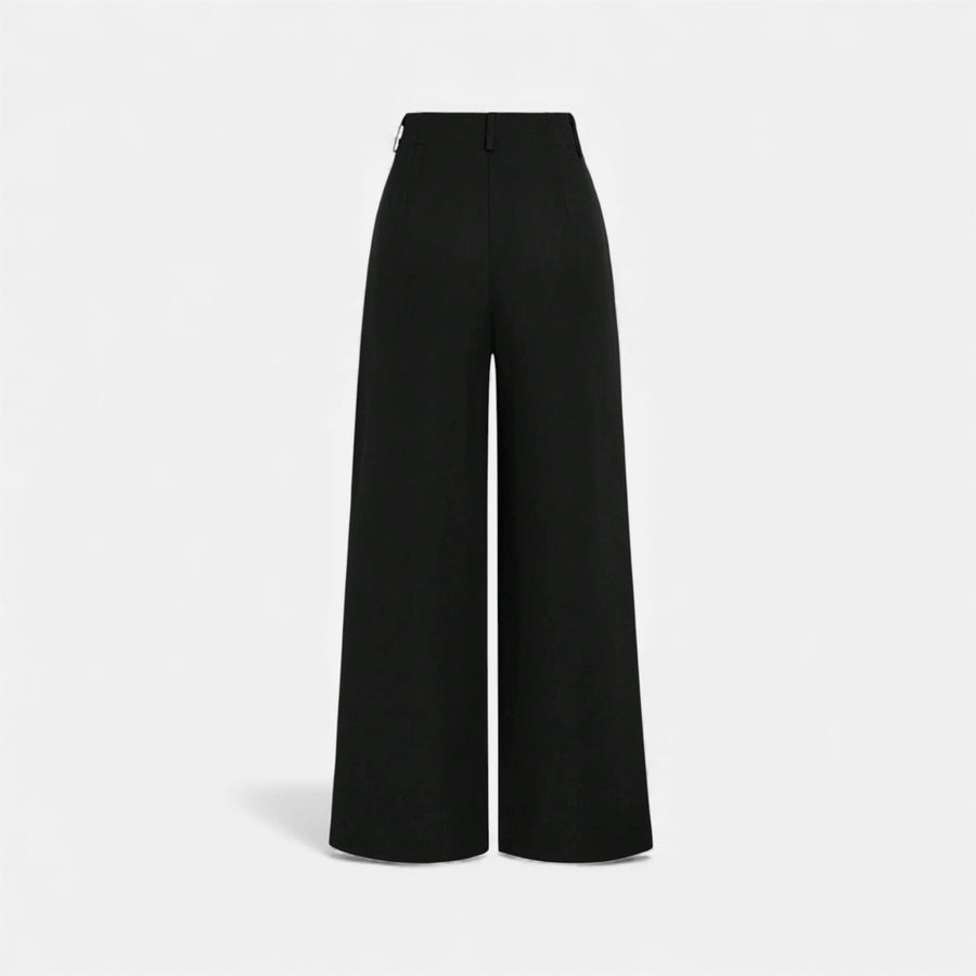 Calças Largas Plissadas em Jacquard para Mulheres