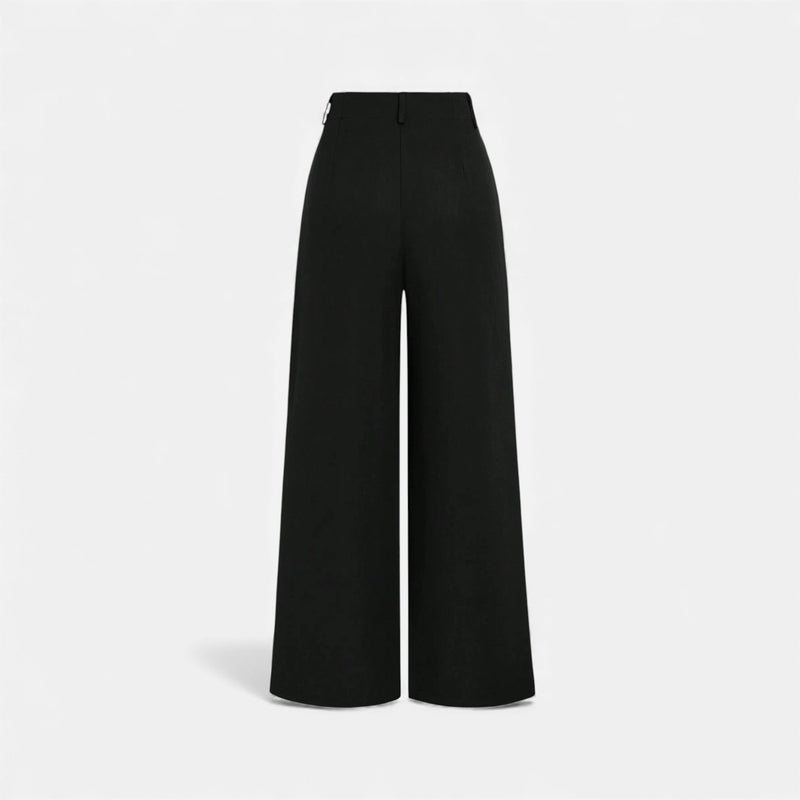 Calças Largas Plissadas em Jacquard para Mulheres
