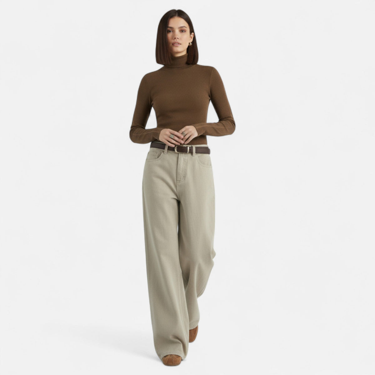 Calças de Algodão de Cintura Alta para Mulheres – Elegância com Pernas Largas