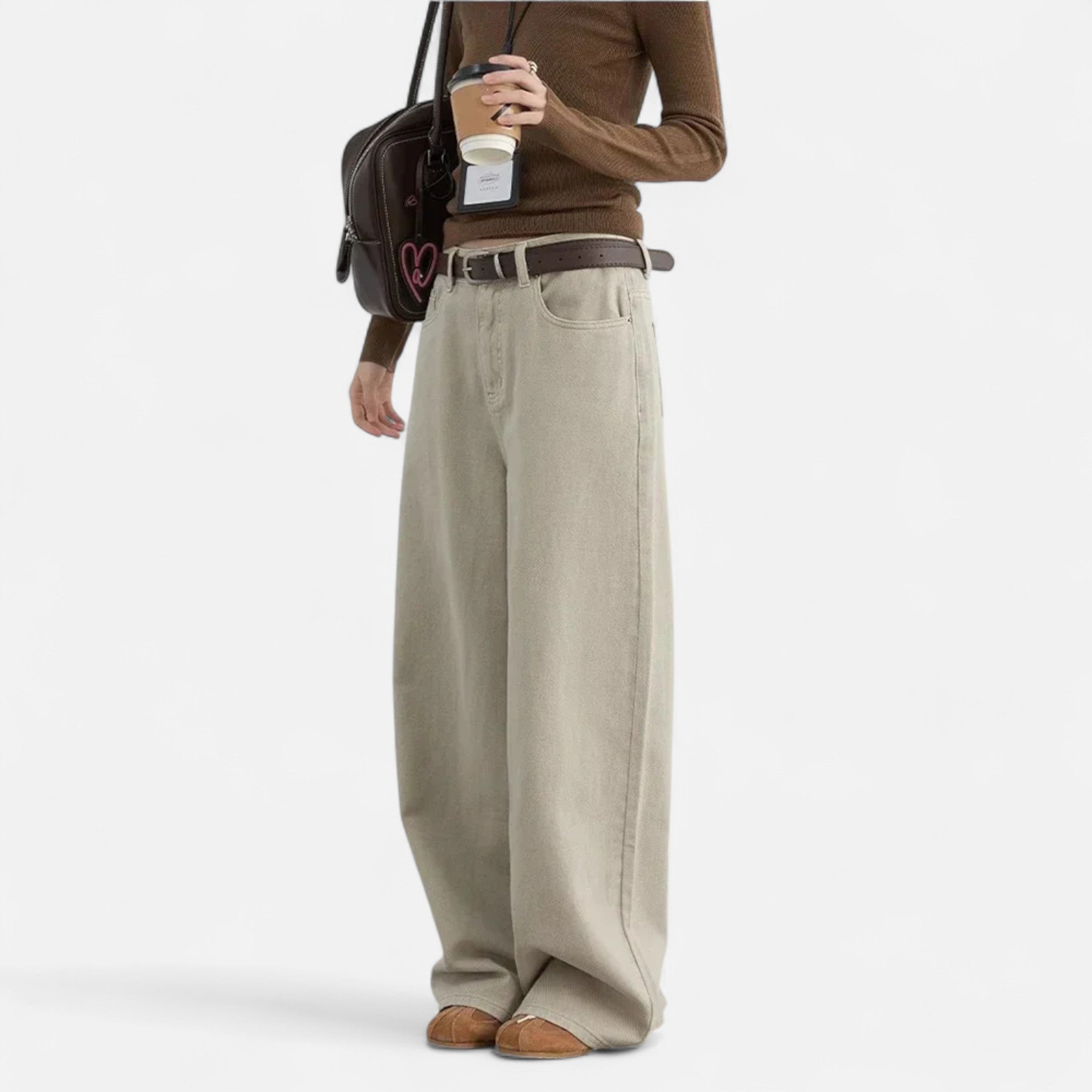 Calças de Algodão de Cintura Alta para Mulheres – Elegância com Pernas Largas