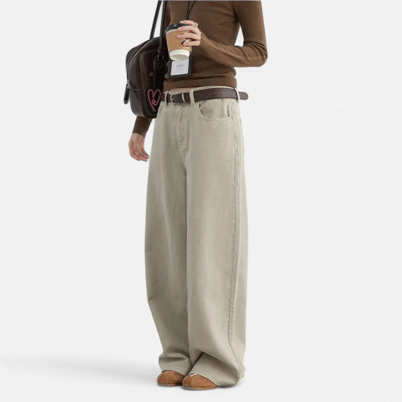 Calças de Algodão de Cintura Alta para Mulheres – Elegância com Pernas Largas