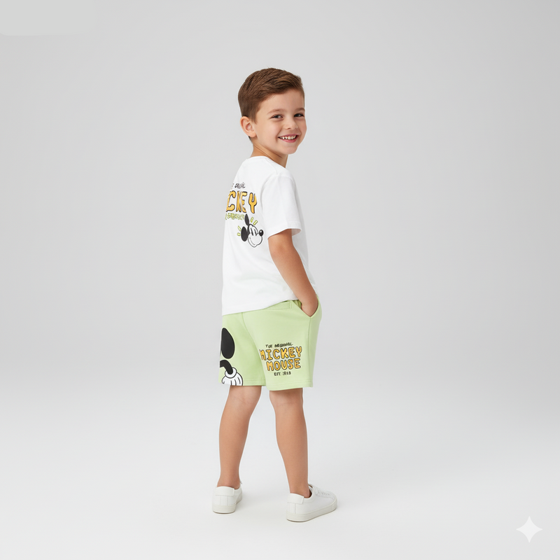 Conjunto Masculino Premium Infantil Mickey Mouse Camisa + Short