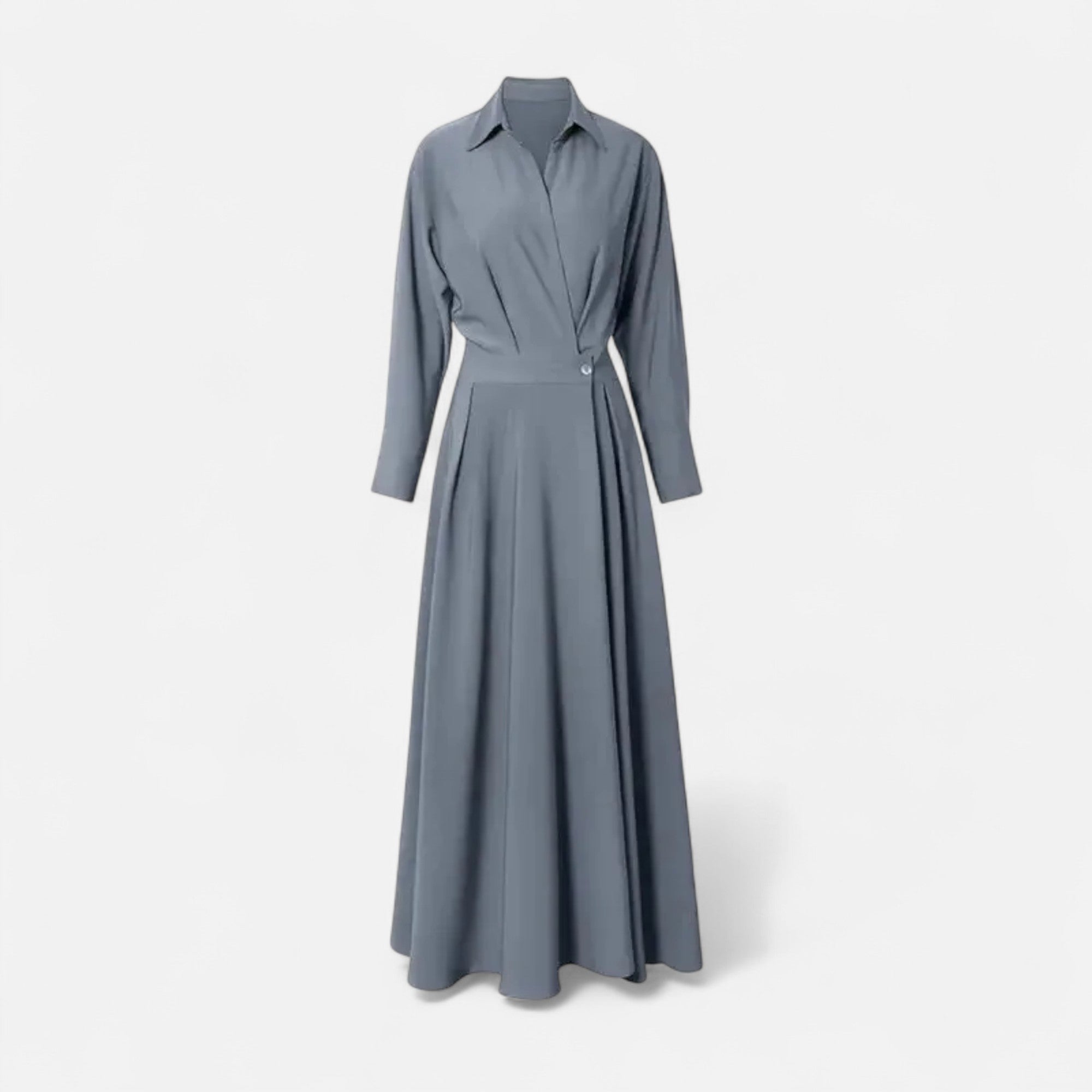 Camisa-Vestido Feminina em Algodão Misturado Riviera Heritage Cinza Manga Longa