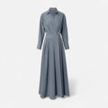 Camisa-Vestido Feminina em Algodão Misturado Riviera Heritage Cinza Manga Longa