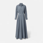 Camisa-Vestido Feminina em Algodão Misturado Riviera Heritage Cinza Manga Longa