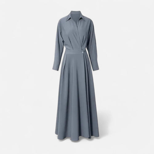 Camisa-Vestido Feminina em Algodão Misturado Riviera Heritage Cinza Manga Longa