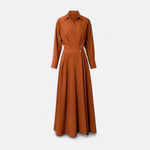Camisa-Vestido Feminina em Algodão Misturado Riviera Heritage Laranja Manga Longa