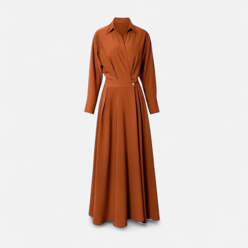 Camisa-Vestido Feminina em Algodão Misturado Riviera Heritage Laranja Manga Longa
