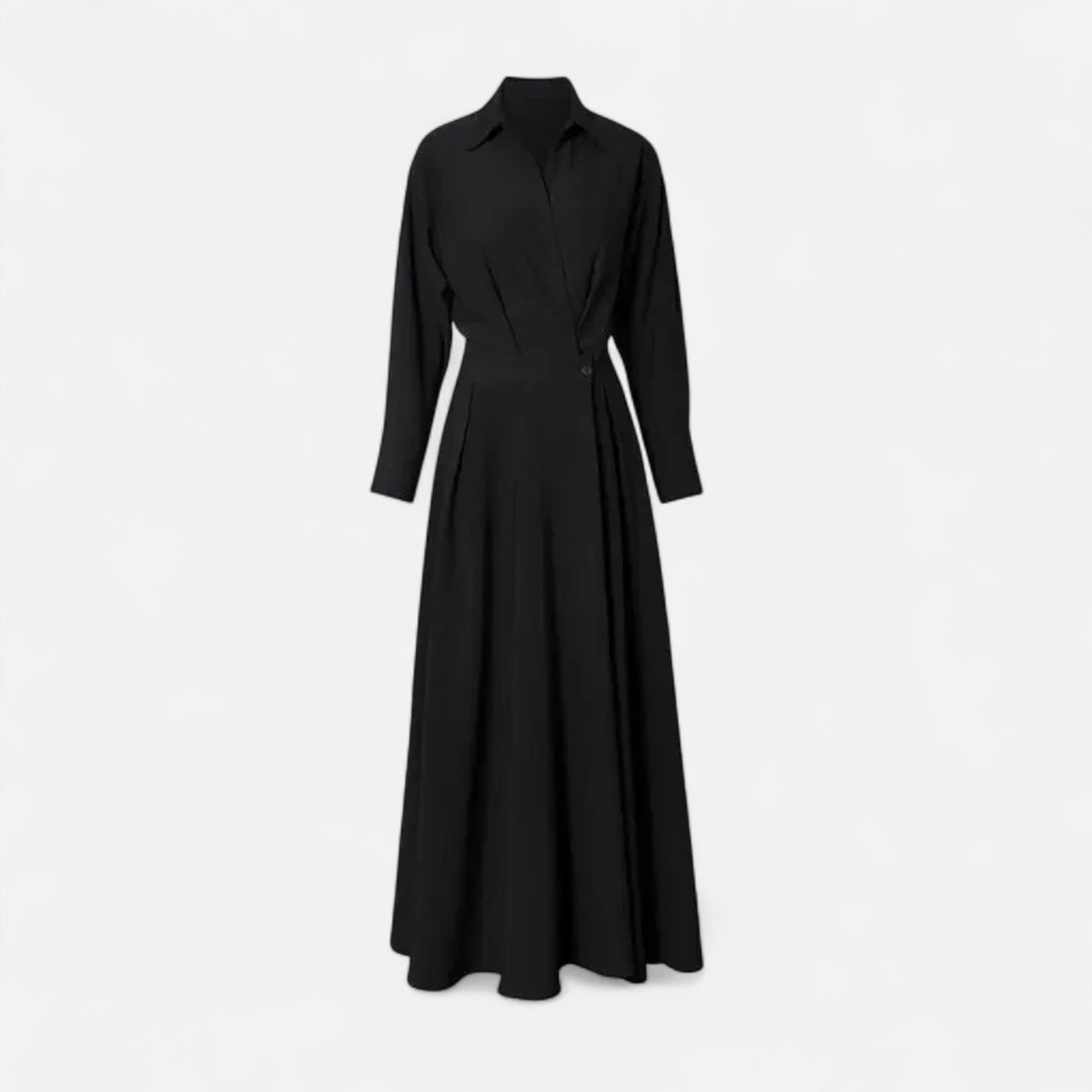 Camisa-Vestido Feminina em Algodão Misturado Riviera Heritage Preto Manga Longa