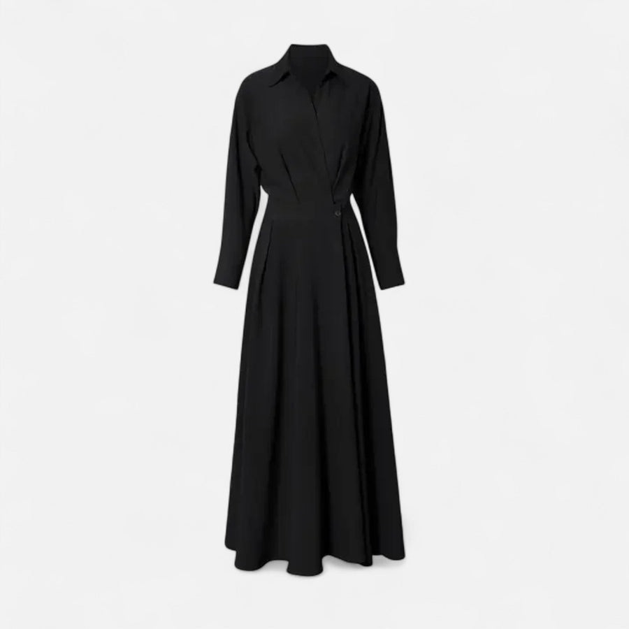 Camisa-Vestido Feminina em Algodão Misturado Riviera Heritage Preto Manga Longa