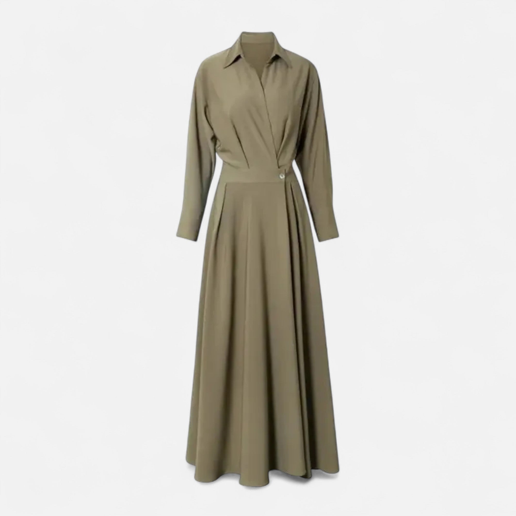 Camisa-Vestido Feminina em Algodão Misturado Riviera Heritage Verde Manga Longa