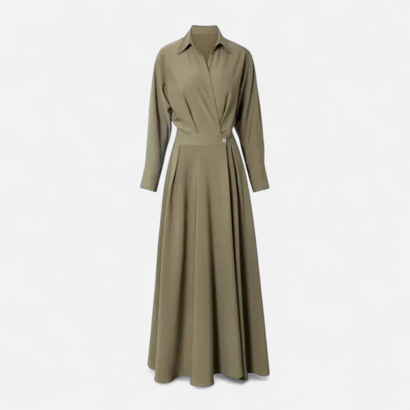 Camisa-Vestido Feminina em Algodão Misturado Riviera Heritage Verde Manga Longa