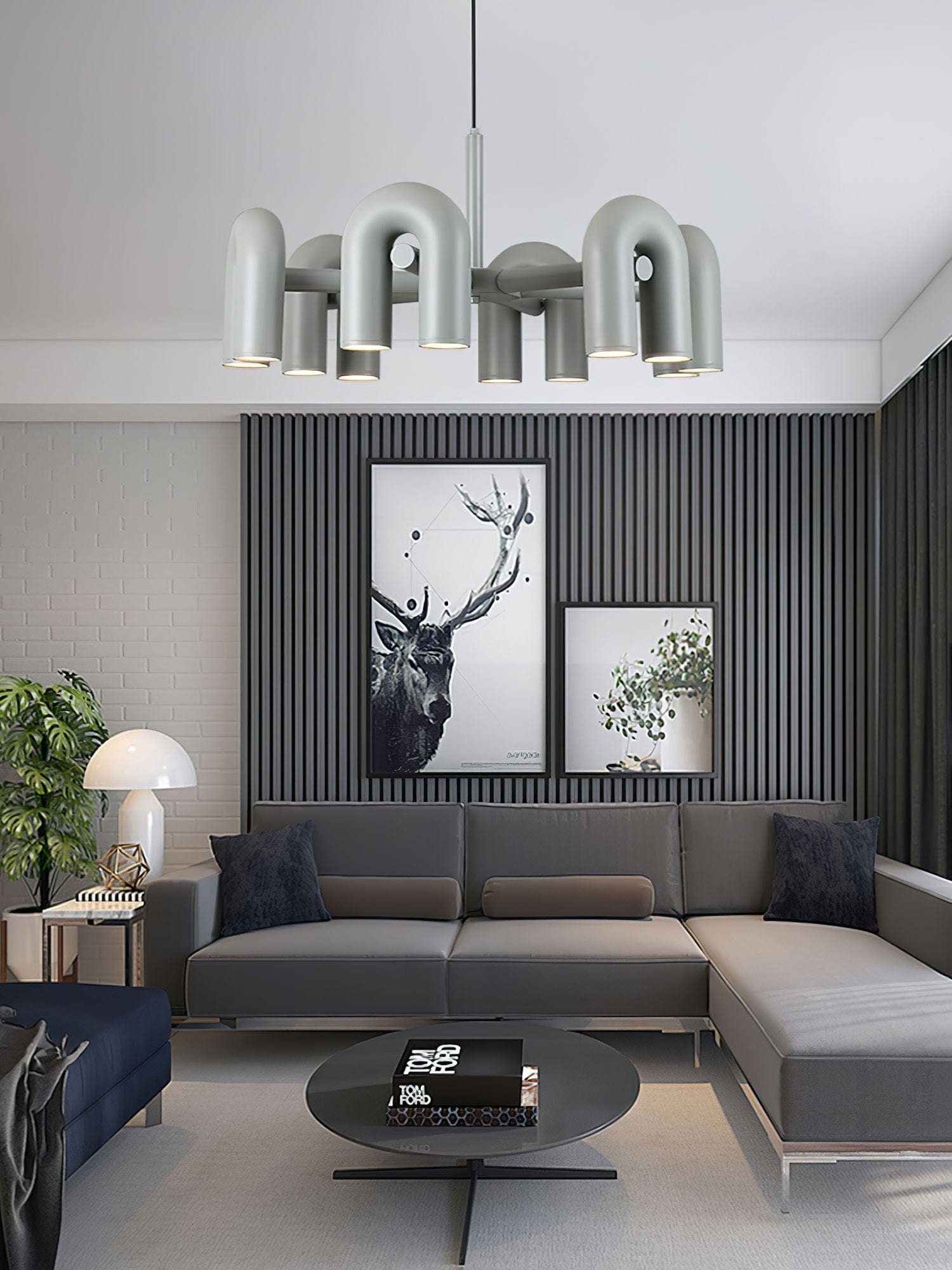 Candelabro Cirkus 6 braços ∅ 31.5″ x A 14.8″ Cinza