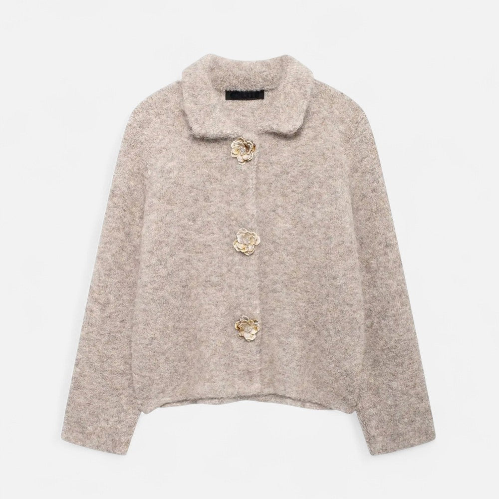 Cardigã Floral Feminino com Botões - Estilo Elegante e Delicado