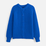 Cardigã de Tricô Vintage com Gola Redonda Azul