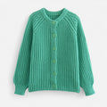 Cardigã de Tricô Vintage com Gola Redonda Verde