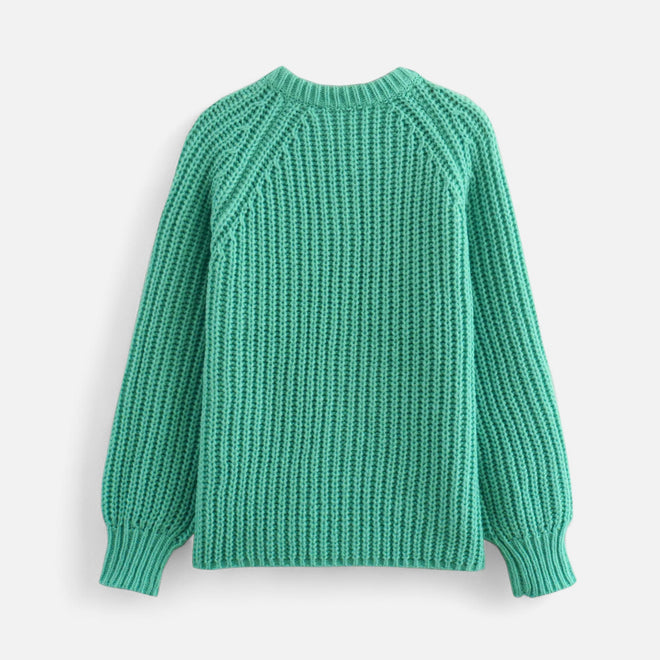 Cardigã de Tricô Vintage com Gola Redonda