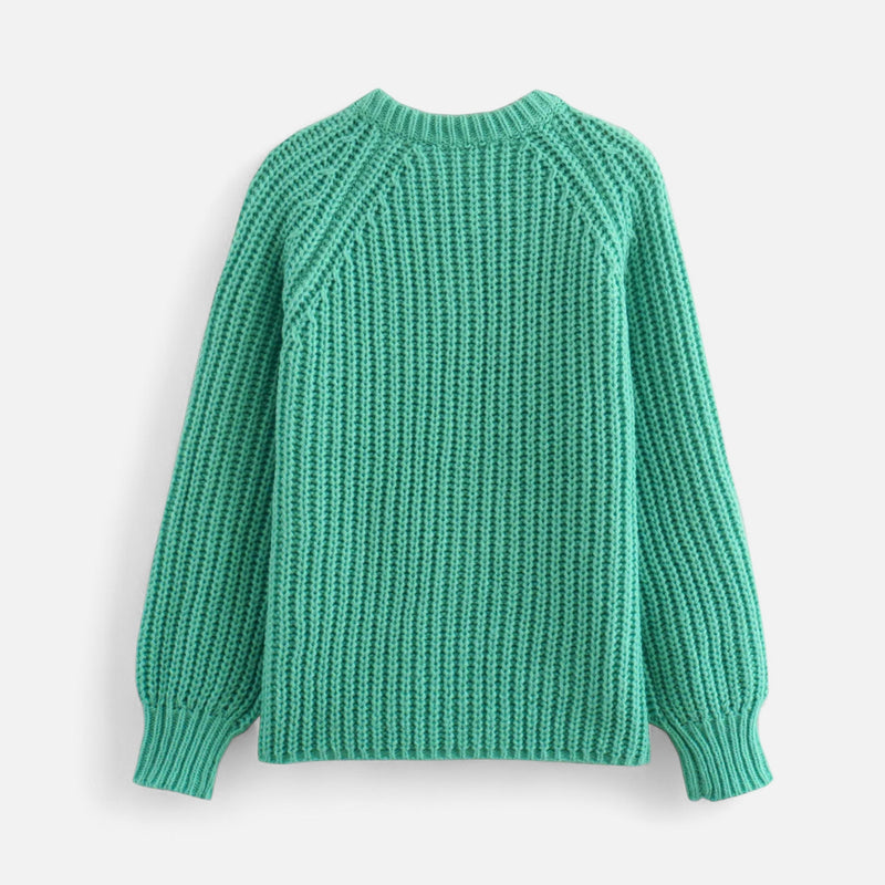 Cardigã de Tricô Vintage com Gola Redonda