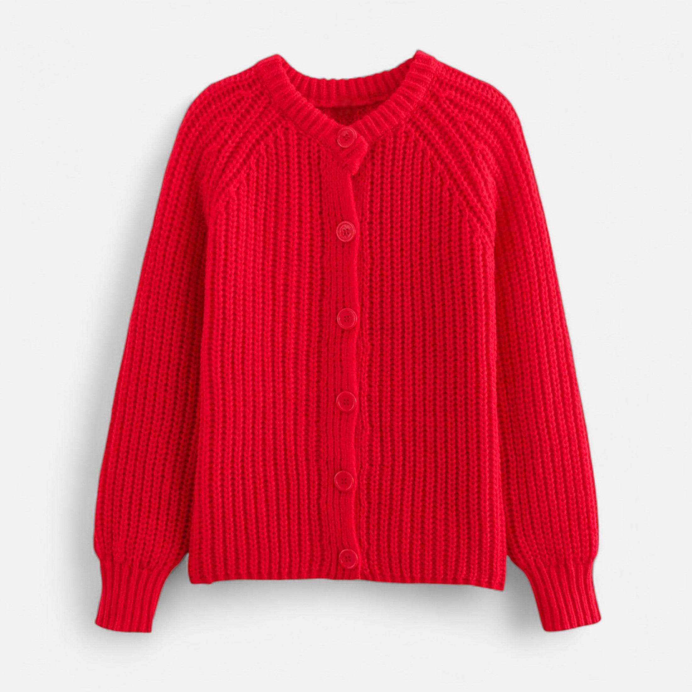 Cardigã de Tricô Vintage com Gola Redonda