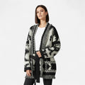 Cardigan Feminino 100% Cashmere com Franjas – Elegância Vintage em Jacquard