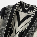 Cardigan Feminino 100% Cashmere com Franjas – Elegância Vintage em Jacquard