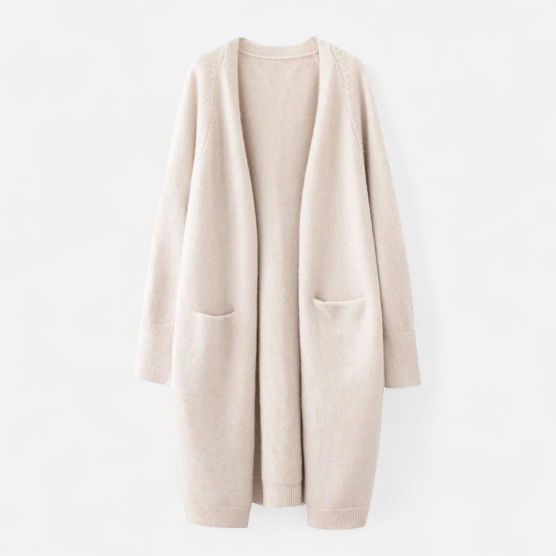 Cardigan Feminino de Tricô Grosso com Decote em V para o Outono Bege Tamanho único