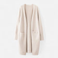 Cardigan Feminino de Tricô Grosso com Decote em V para o Outono Bege Tamanho único