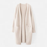 Cardigan Feminino de Tricô Grosso com Decote em V para o Outono Bege Tamanho único