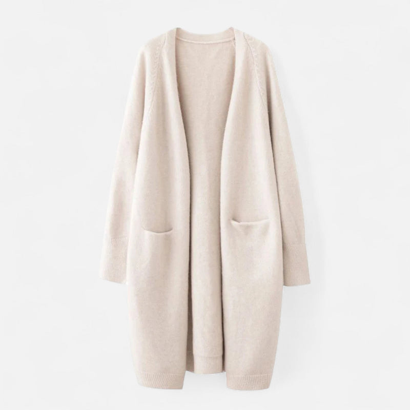 Cardigan Feminino de Tricô Grosso com Decote em V para o Outono Bege Tamanho único