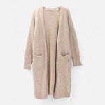 Cardigan Feminino de Tricô Grosso com Decote em V para o Outono Caqui Tamanho único