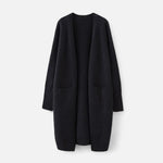 Cardigan Feminino de Tricô Grosso com Decote em V para o Outono Preto Tamanho único