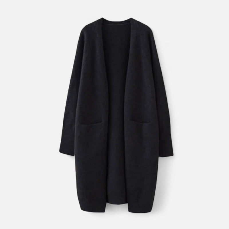 Cardigan Feminino de Tricô Grosso com Decote em V para o Outono Preto Tamanho único