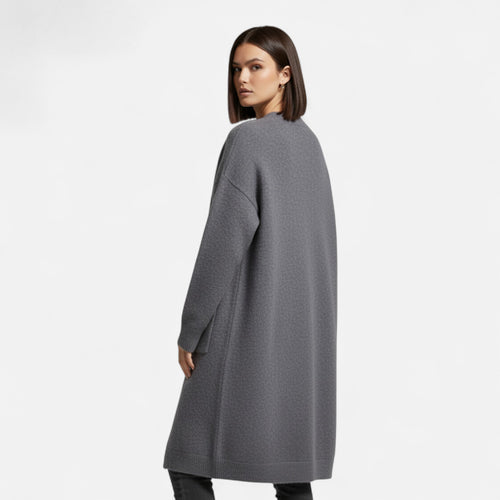 Cardigan Feminino de Tricô Grosso com Decote em V para o Outono