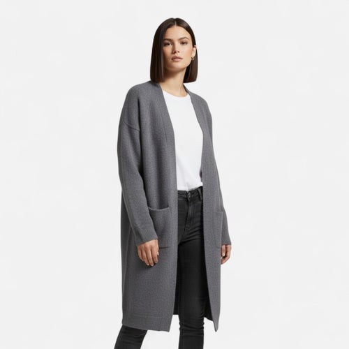 Cardigan Feminino de Tricô Grosso com Decote em V para o Outono