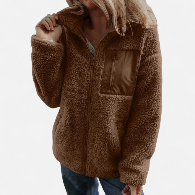 Casa Dresson | Casaco Teddy de Lã Feminino Estilo Heritage Marrom