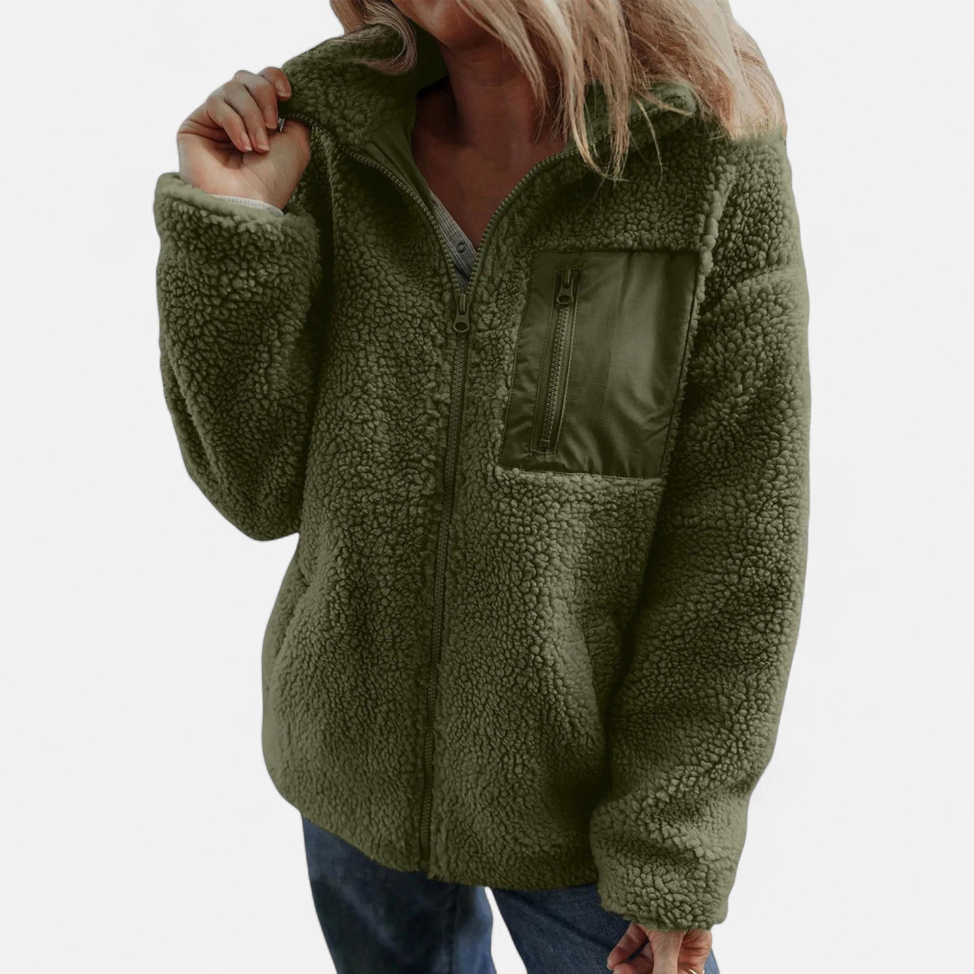 Casa Dresson | Casaco Teddy de Lã Feminino Estilo Heritage Verde