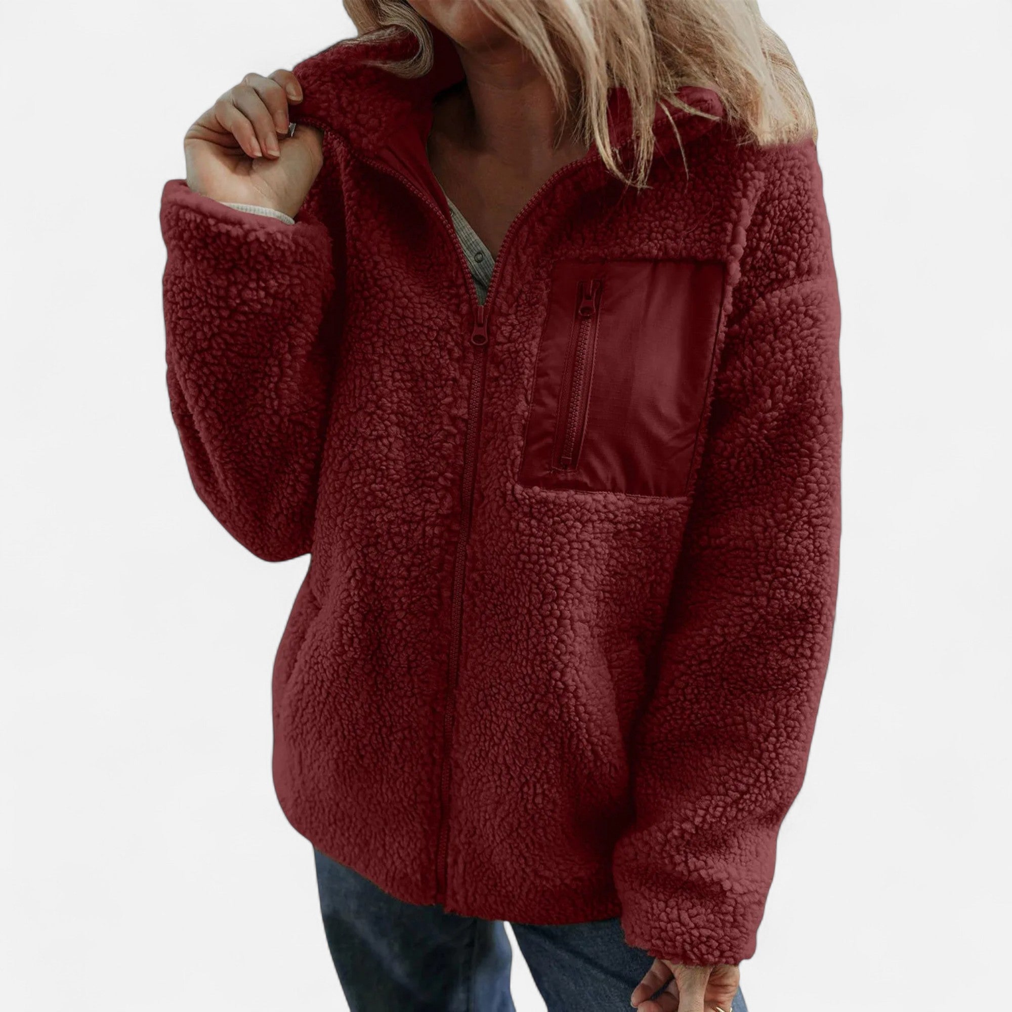 Casa Dresson | Casaco Teddy de Lã Feminino Estilo Heritage Vermelho