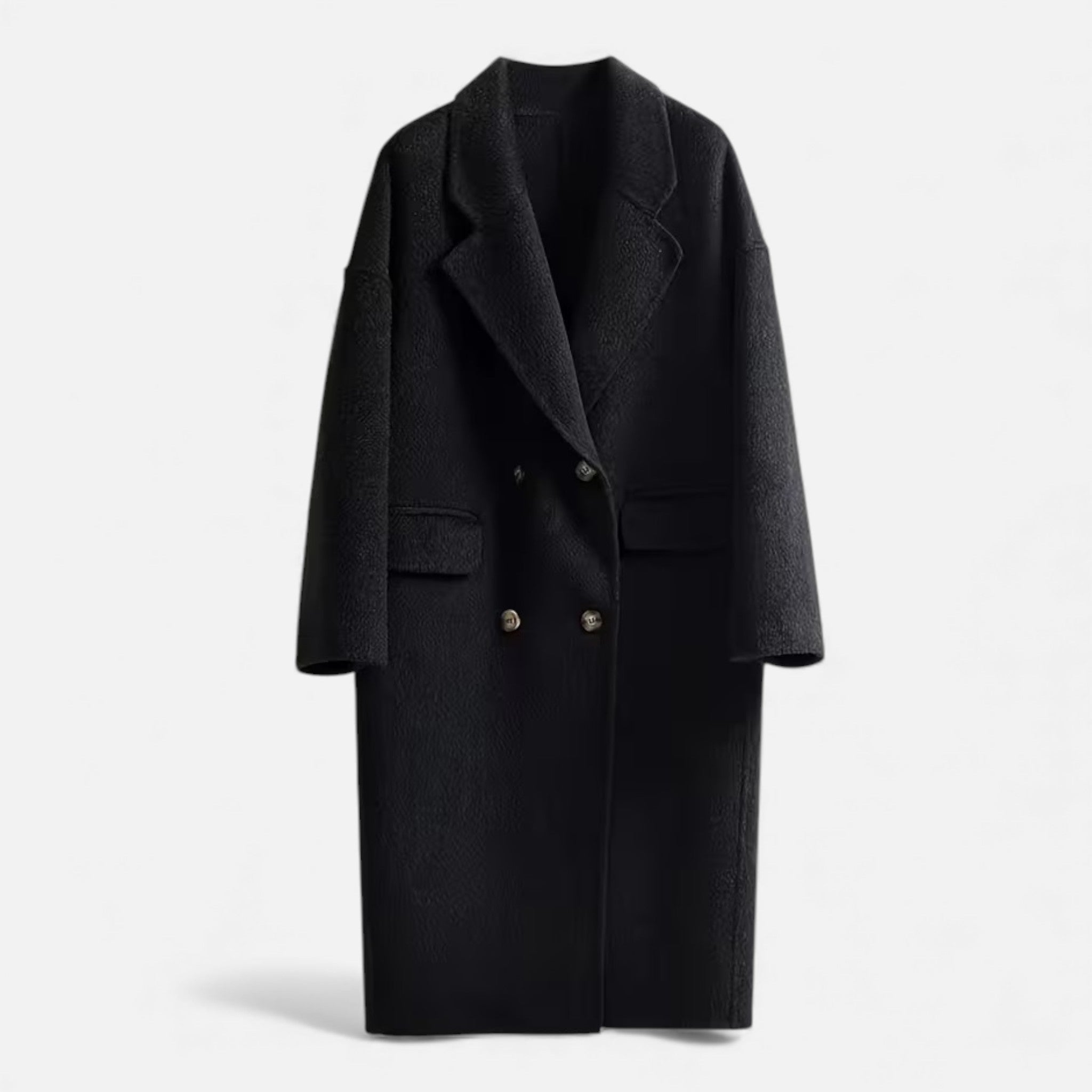 Casa Dresson | Casaco de Inverno em Lã com Dois Bolsos para Mulheres em Estilo Elegante Preto