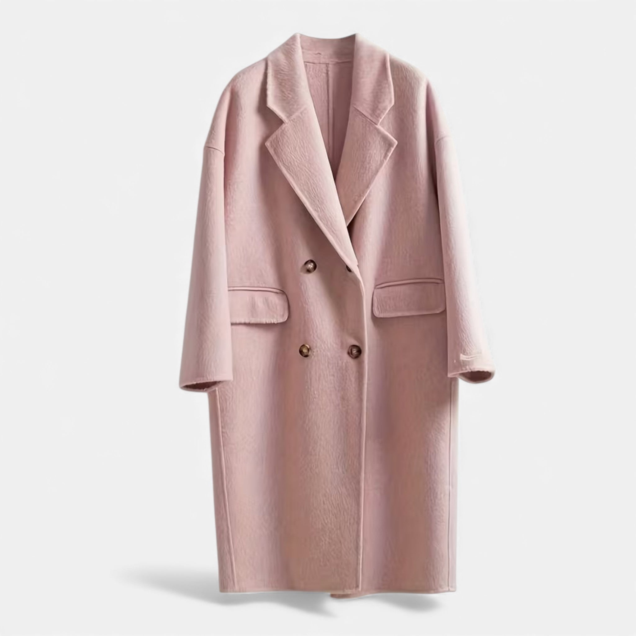 Casa Dresson | Casaco de Inverno em Lã com Dois Bolsos para Mulheres em Estilo Elegante Rosa