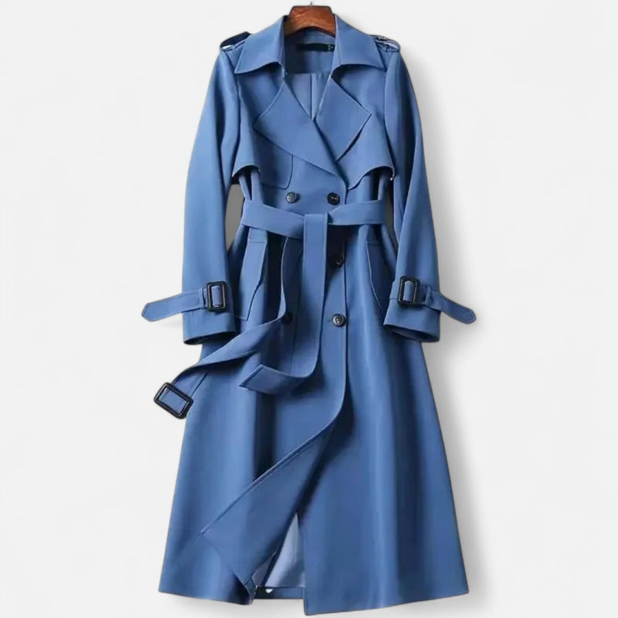 Casaco Clássico Feminino Acima do Joelho - Estilo Elegante e Sofisticado Azul